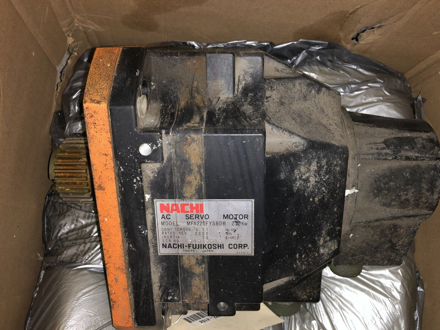 Nachi-Fujikoshi Nachi Mfa220fysbdb Ac Servo Motor, 2.2 Kw, Rpm: 3000,Tb