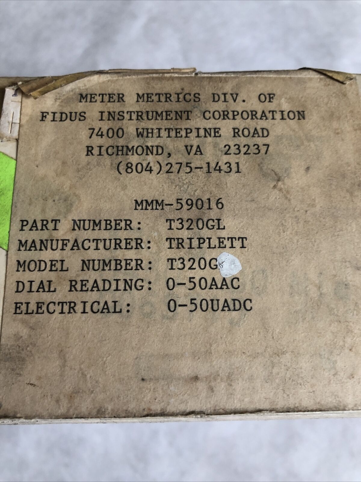 New Meter Metrics 320-G  A.C. Amperes,Triplett T320g,T320gl,Mmm-59016,De