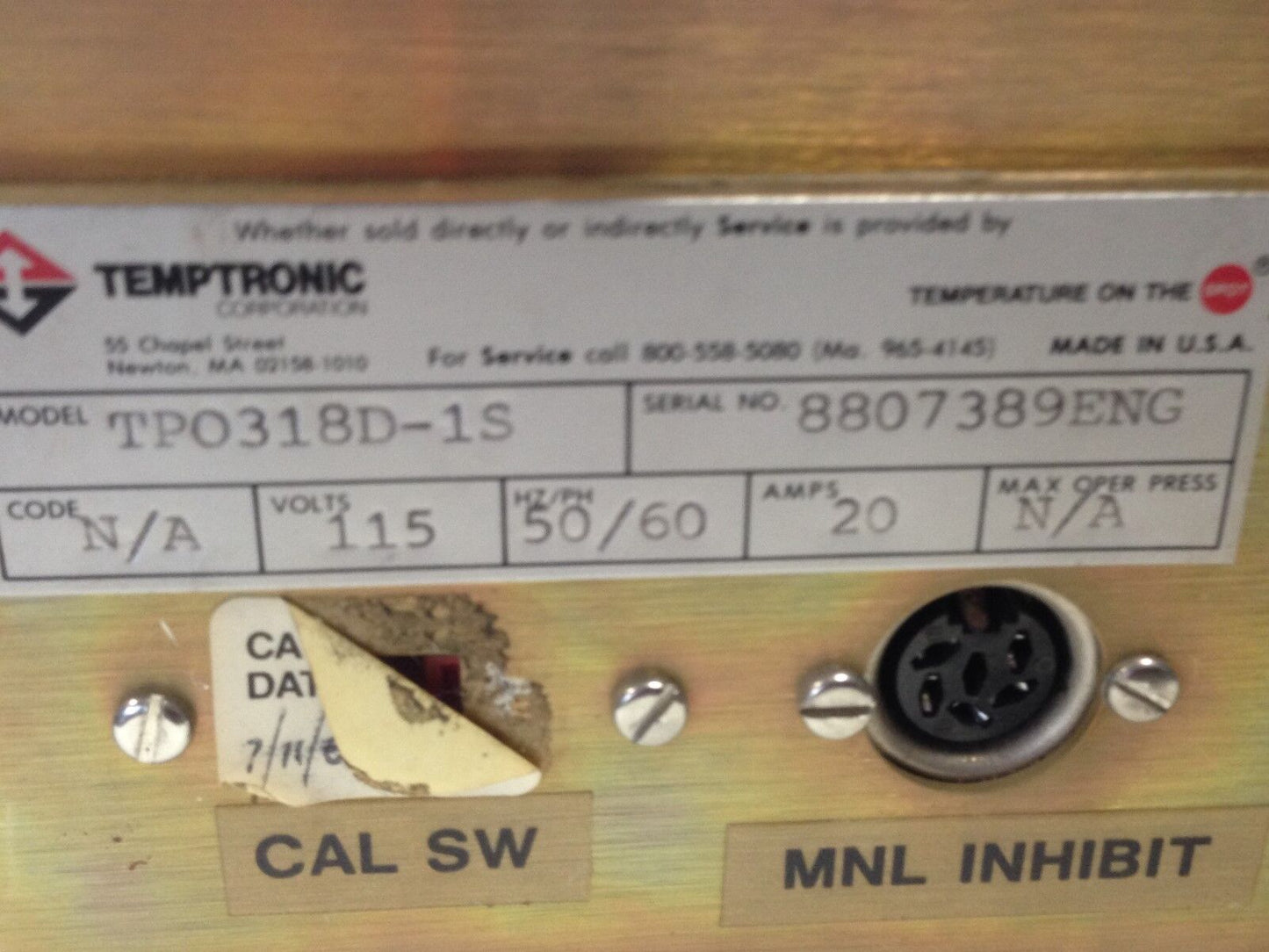 Temptronic Tp0318d-1S Thermal Inducing Controller, Tpo318d-1S, 115 Vac,Db