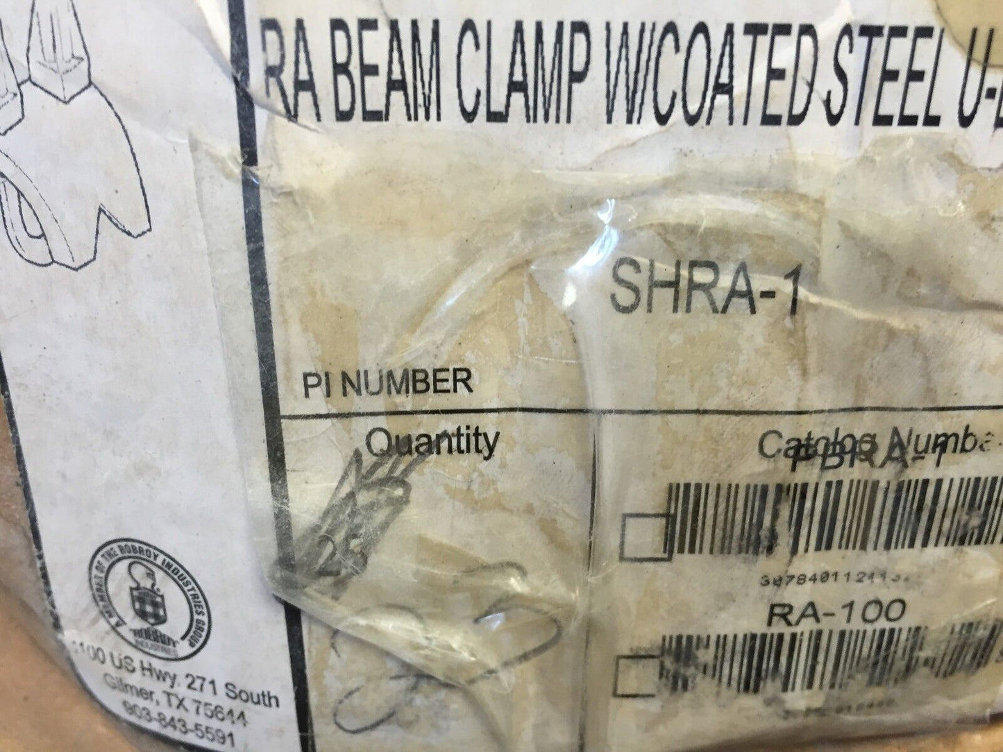 New Lot Ra Beam Clamp Shra-1 W/Coated Steel U-Bolt,Ocal 1,Aa