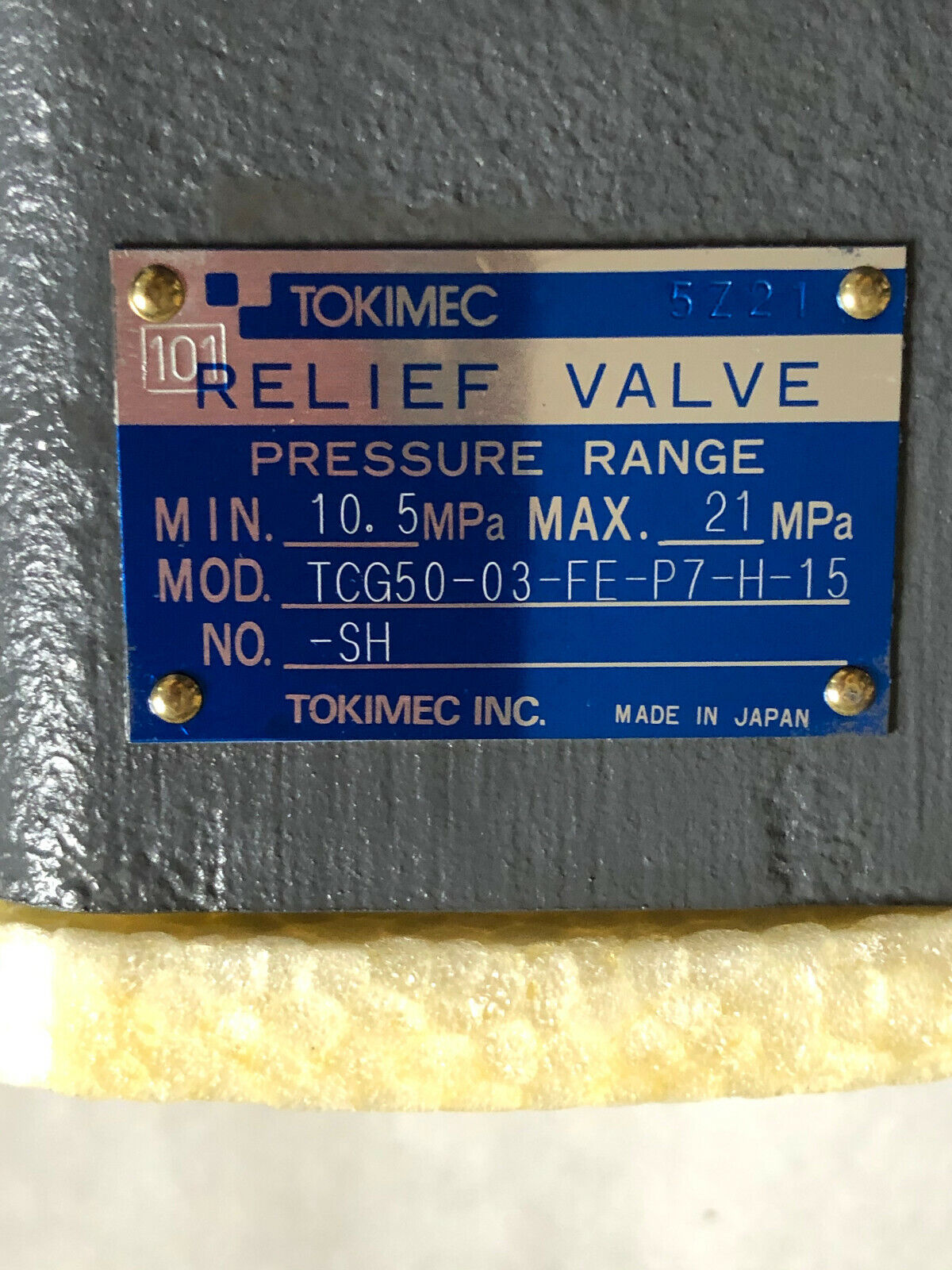 Tokimec Tcg50-03-Fe-P7-H-15 Sh,Dg4v-3-0B-M-P7-H-7-P12-54,Tgmsl-3-L-50 Valve,Ex
