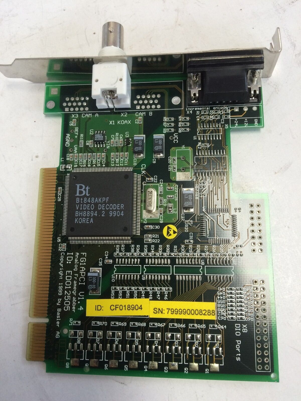 New Basler Fg1apci  V1.4 Analog Frame Grabber Cf018904,Ed012505 Pcb Card,Em
