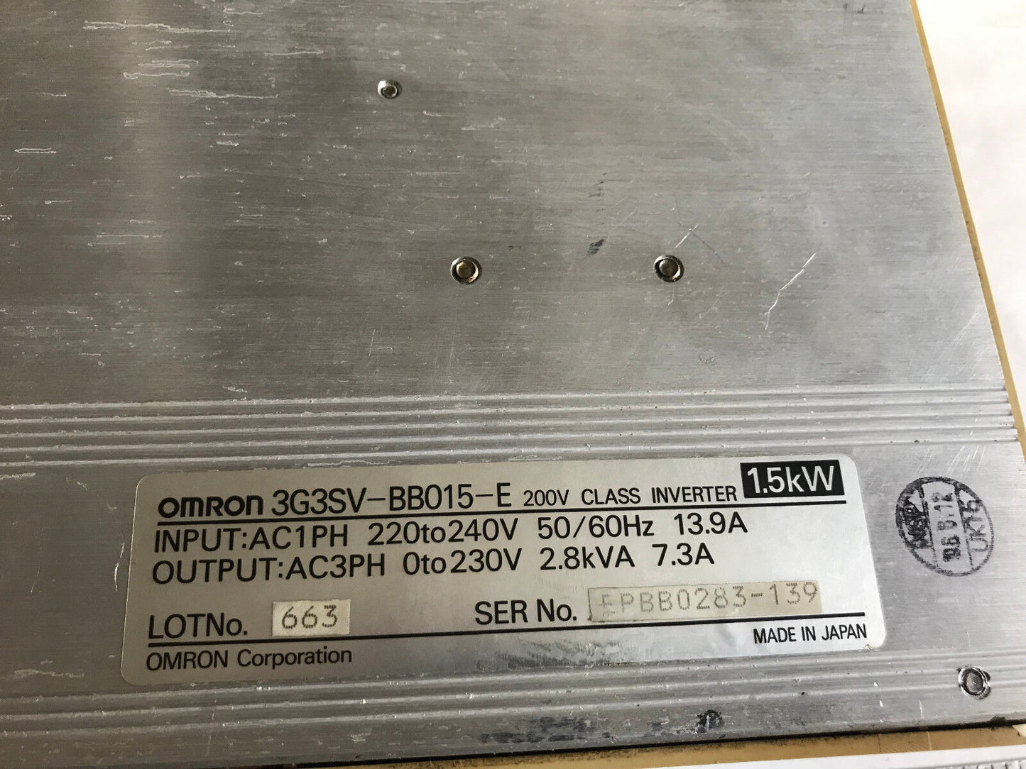 Omron 3G3sv-Bb015-E Omron 3G3sv,Sysdrive 2Hp 200V 1Ph Inverter Ac Drive,Su