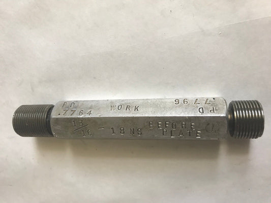 Go No Go Lh & Rh Thread & Plug Gauge Wmt-489 13/16-18Ns  Pd .7764, .7796 Work,Er
