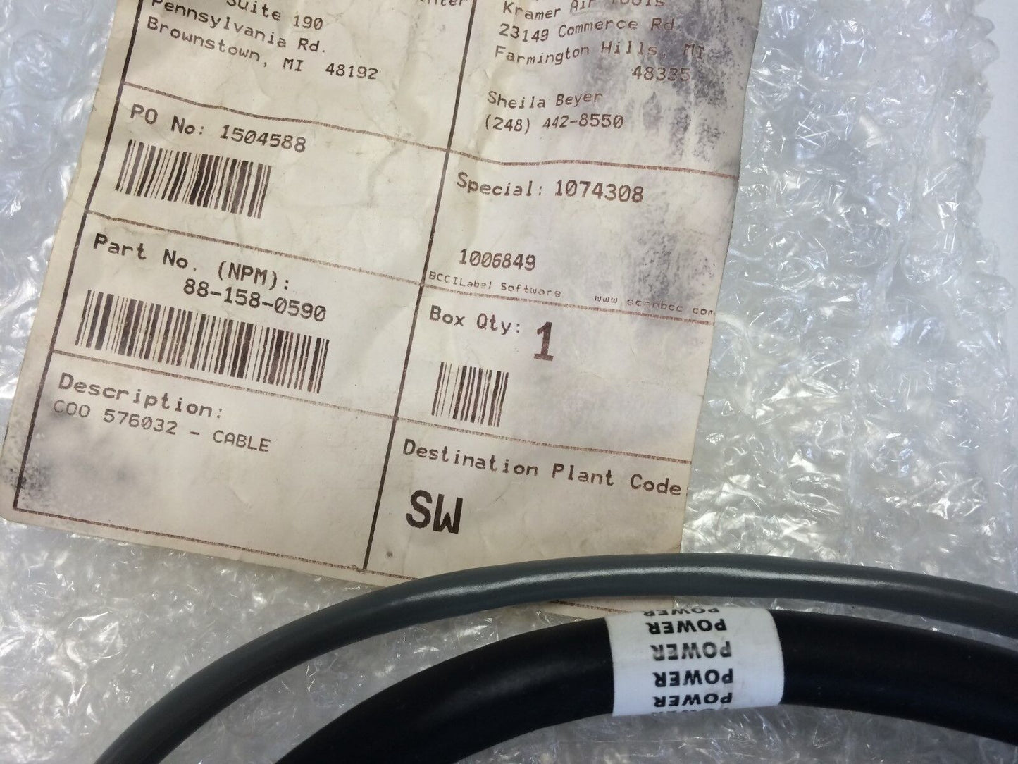 New Sw 88-158-0590,1504588 1074308, Mec-16-06,576032 2 Connector Cable,Fc