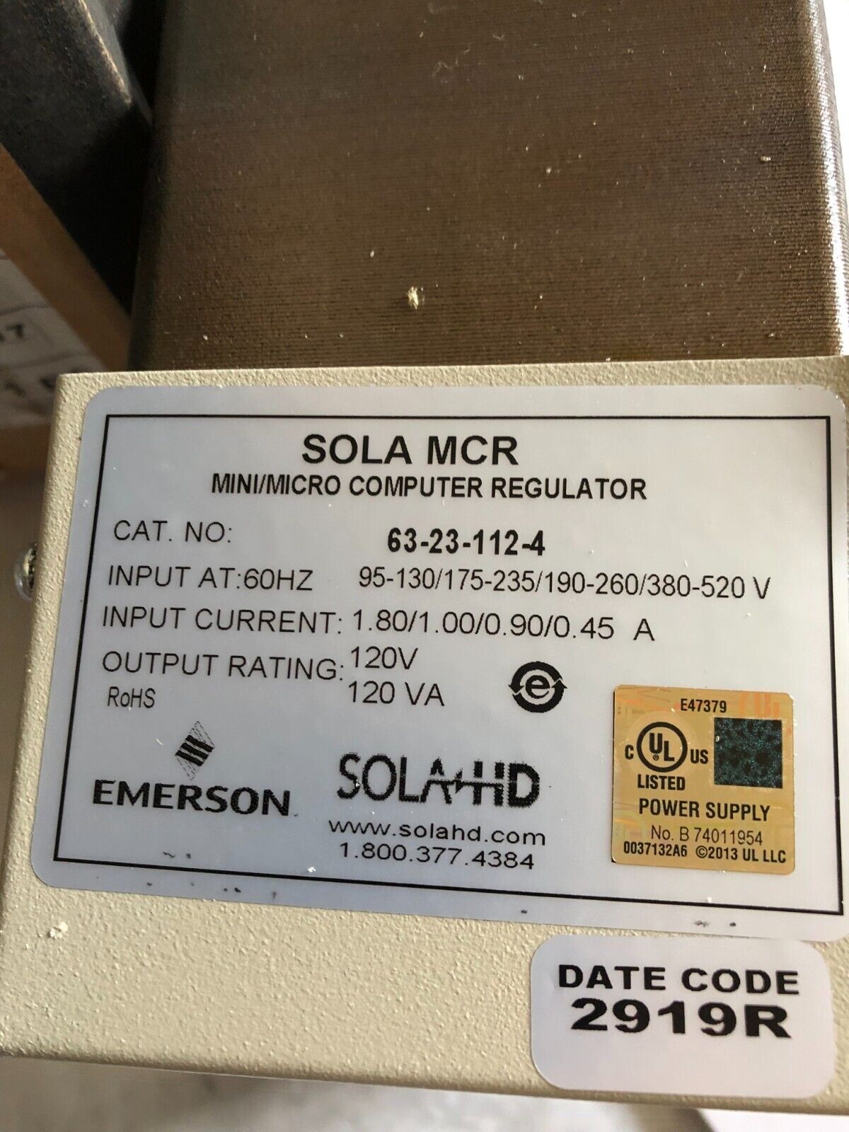 New Emerson Sola Hd 63-23-112-4 Constant Voltage Power Conditioner,63231124,Az