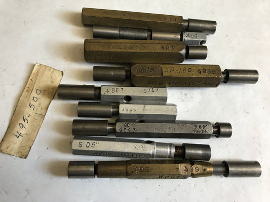Lot The Pipe Machinery Go No Go Plug Gage,.495,.498,.499,.4975,.3955,.500,Et
