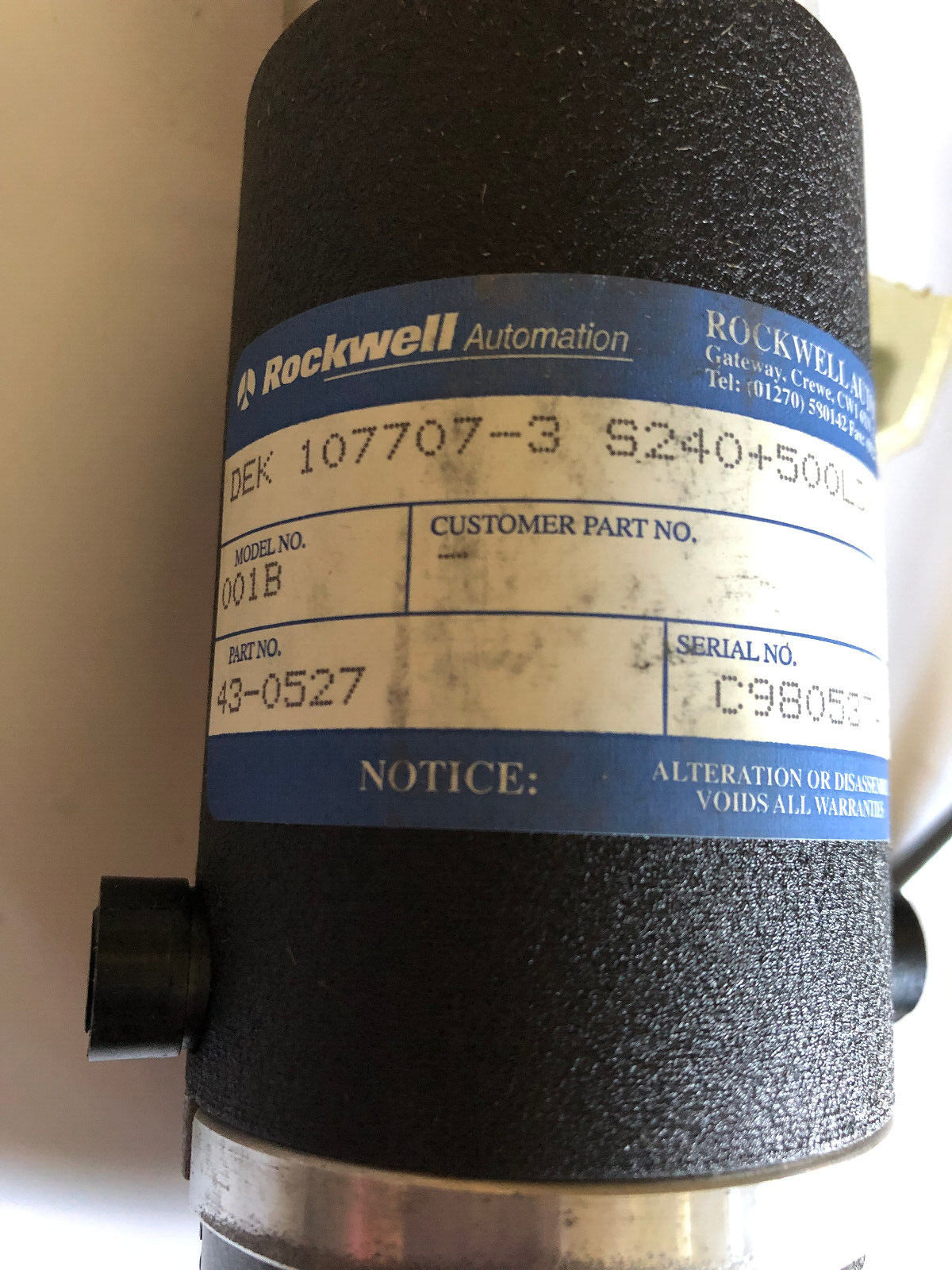 Rockwell Automation Dek 107707-3 S240+500Ld+50:1Gb Gearmotor,Gpl 052-2/50-1,Bw