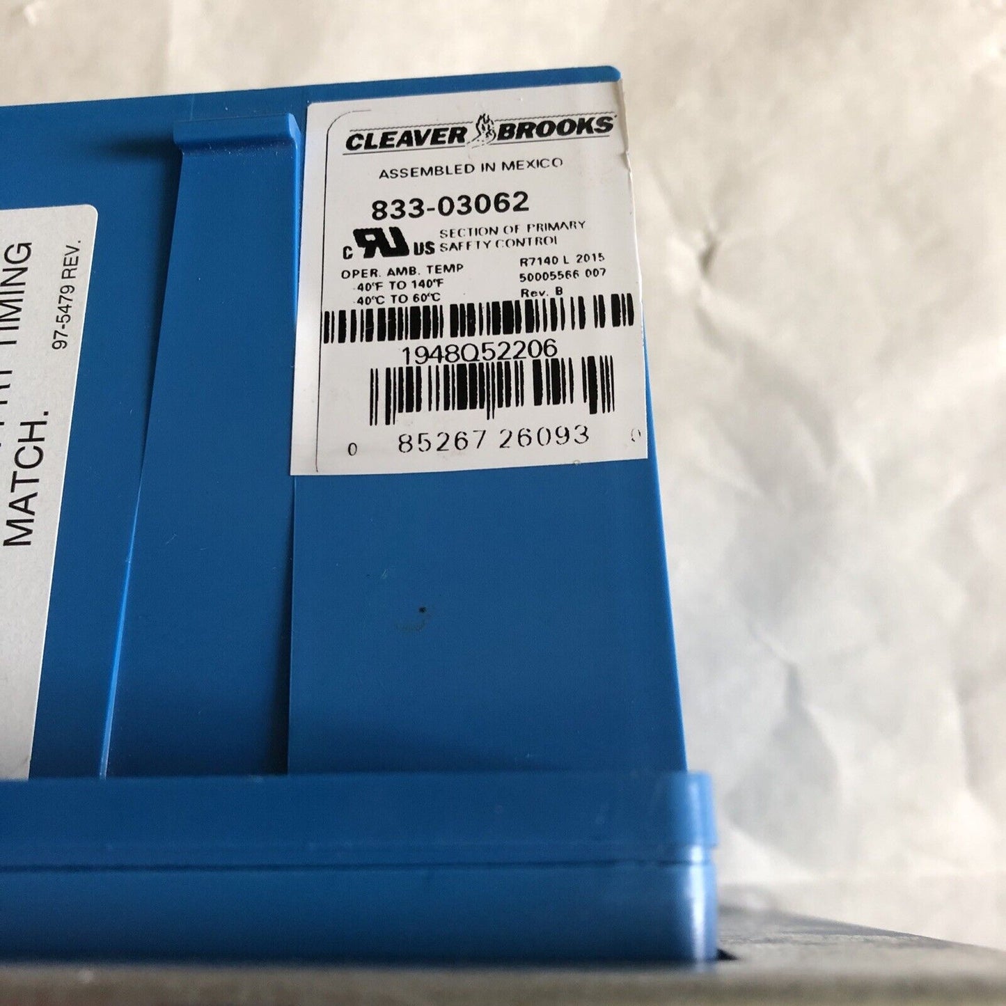 New Cleaver Brooks R7140l2015,833-03062 W/Base,833-2730 Burner Controller,Er