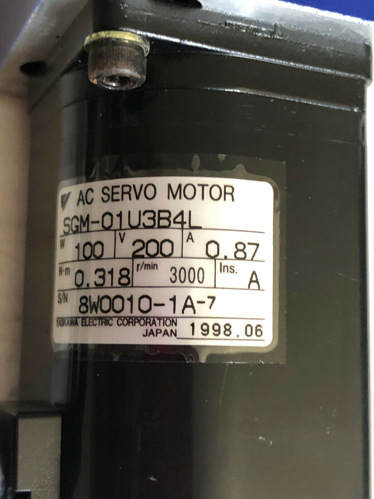 Yaskawa Sg10sa-M01u3,Sgm-01U3b4l,Lf 050-Mcd-1C-111 Ac Servo Motor,Gearmotor,Sc