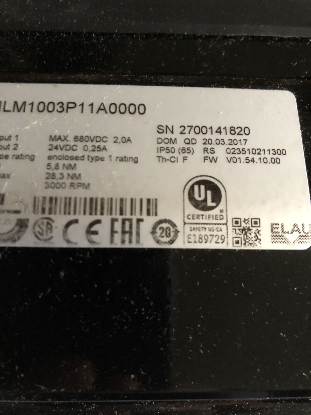 New Schneider Electric Ilm1003p11a0000 5.8Nm 3000 Rpm Keyed Shaft Servo Motor,Ad