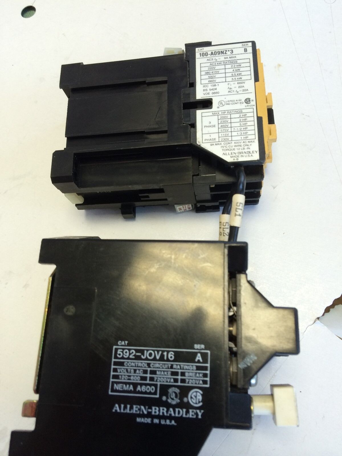 Allen Bradley 592 Jov16,Allen-Bradley 100-A09nz*3 B,24V Dc Overload Relay,Bc