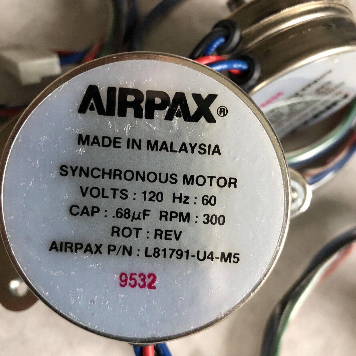 New Lot 3 Airpax L81791-U4-M5 ,9532 Synchronous Motor 120V.68Uf Cap 300Rpm,Be