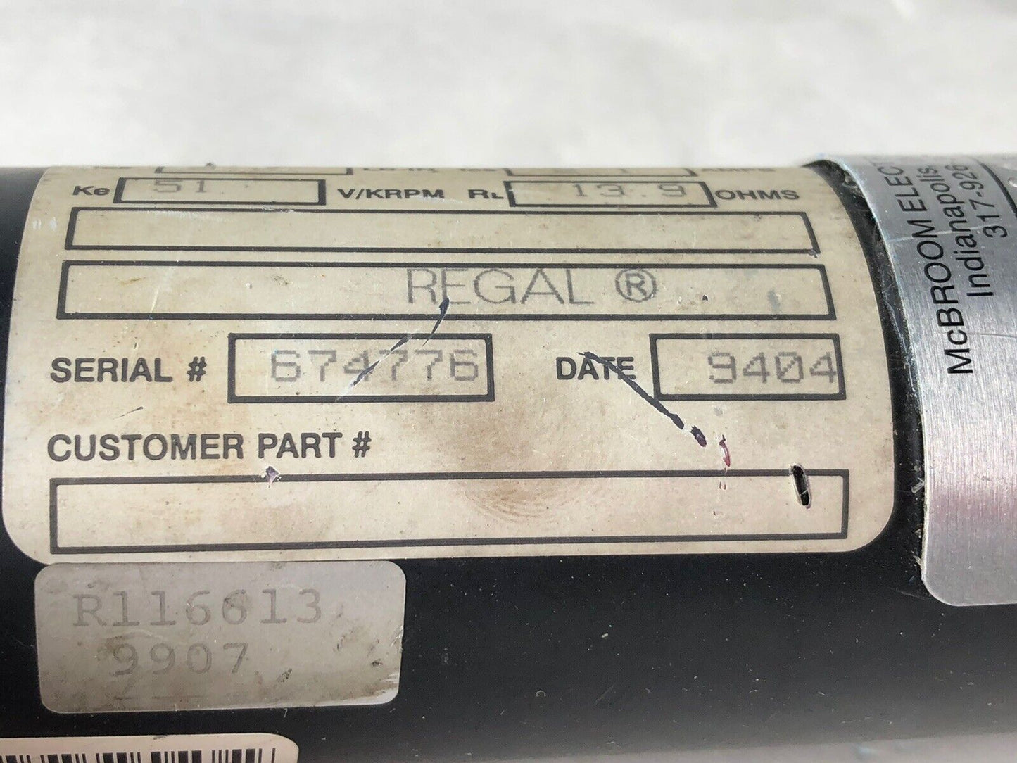 Pacific Scientific R24ssna-R1-Ns-Nv-07 Regal Dc Servo Motor,51 V/Krpm,Eh