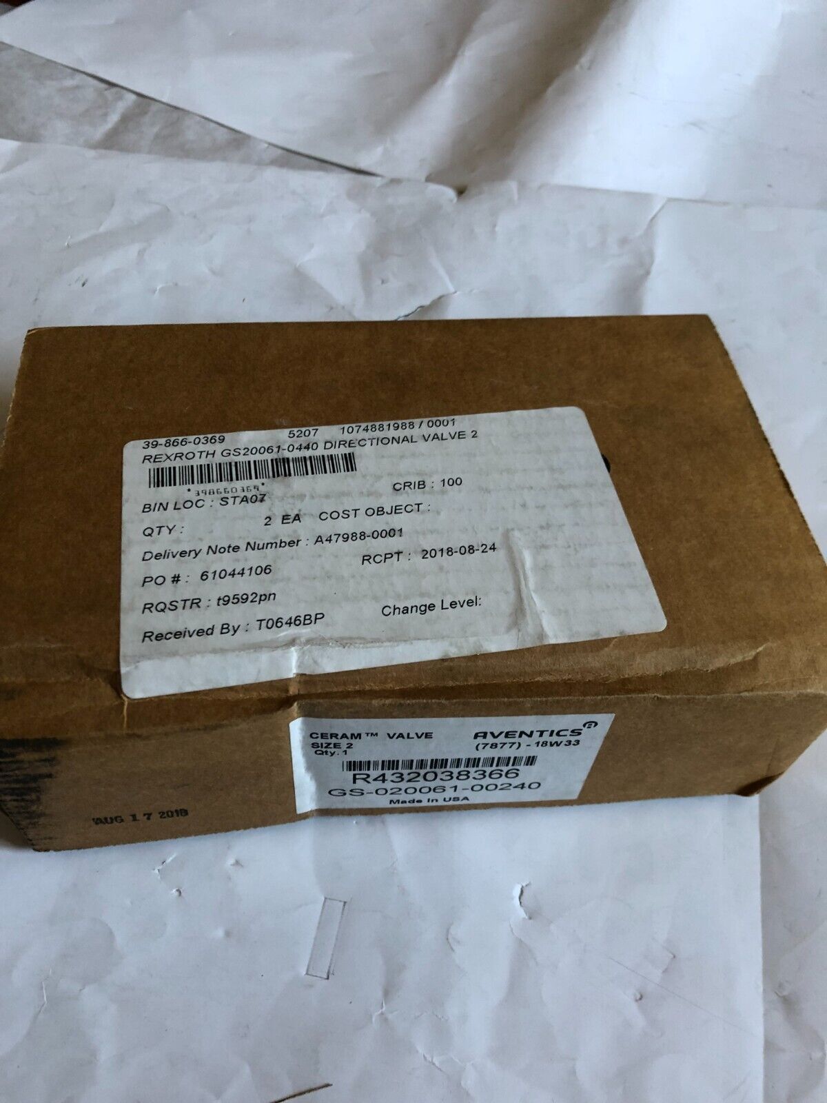 New Aventics R432038366 Ceram Valve,Gs-020061-00240,Ev
