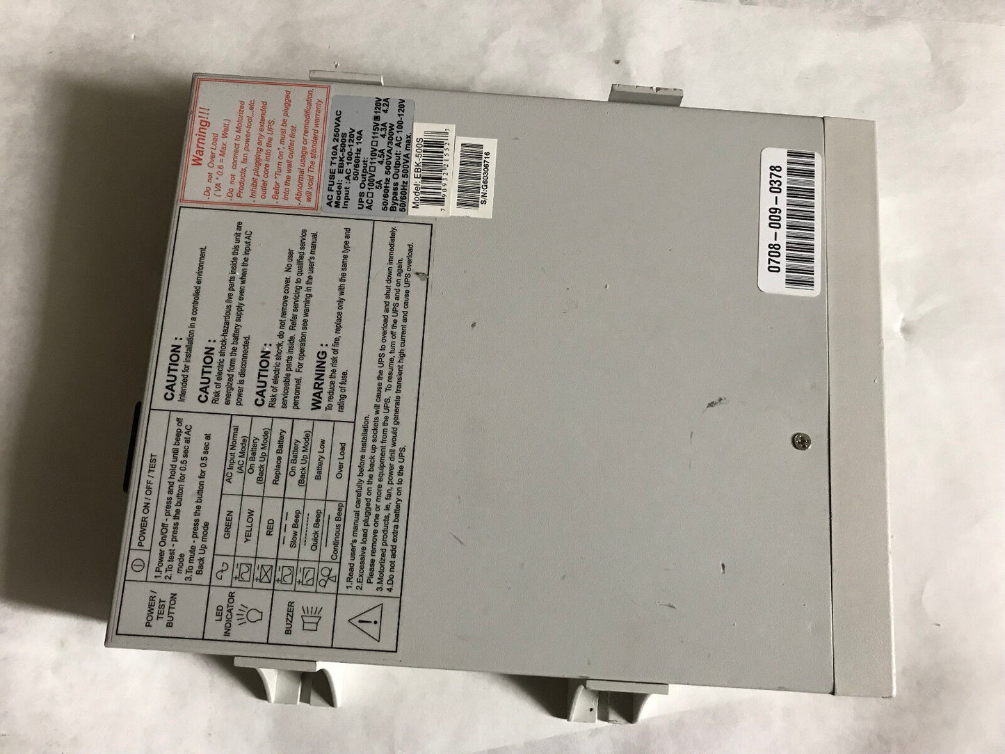 Powercom Ebk-500S 500 Vac Ups,T10a 250Vac,Aa