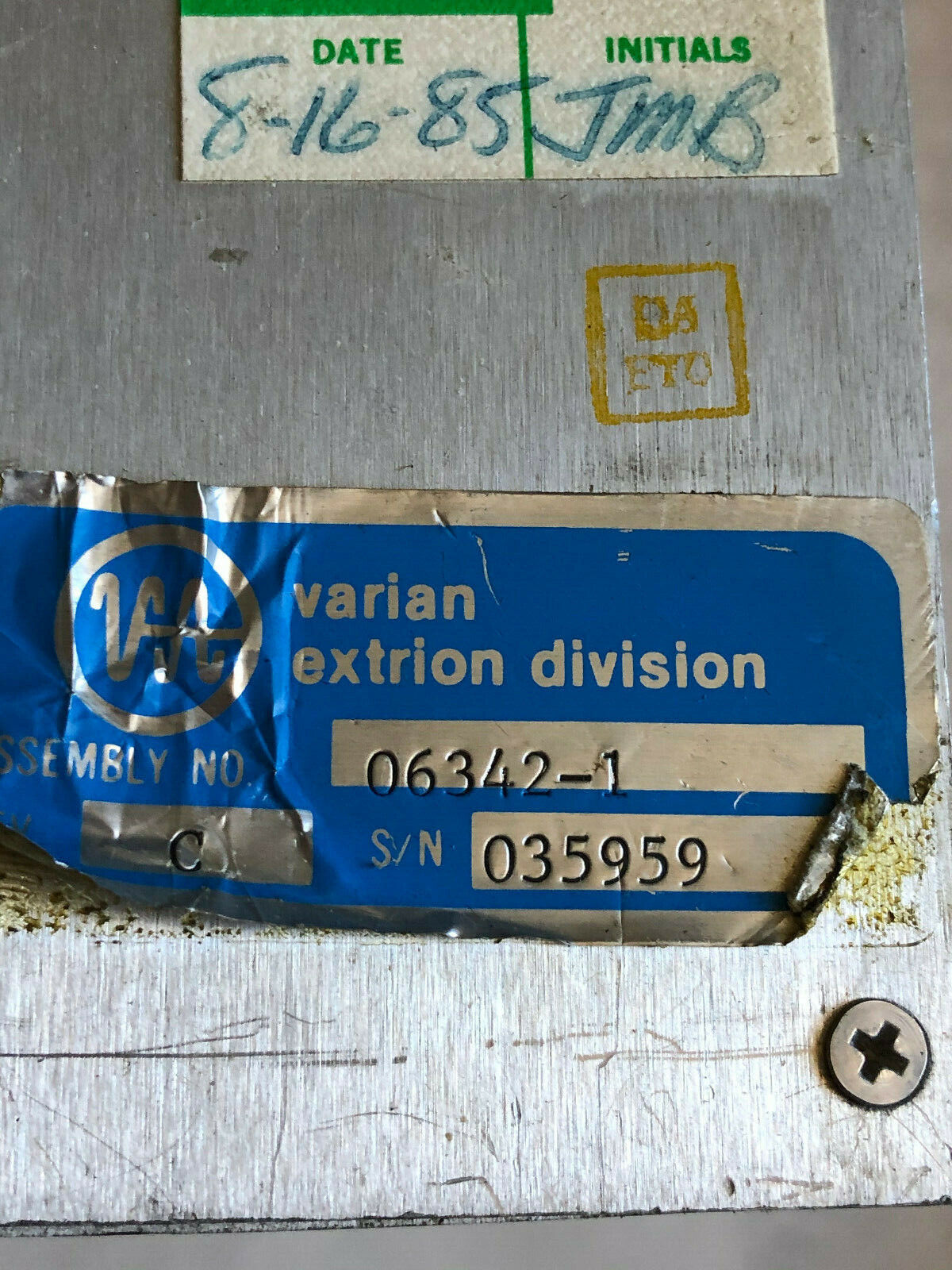 Ion Source Varian Extrion 06342-1 Control, For Ion Source Vacuum System,Dd