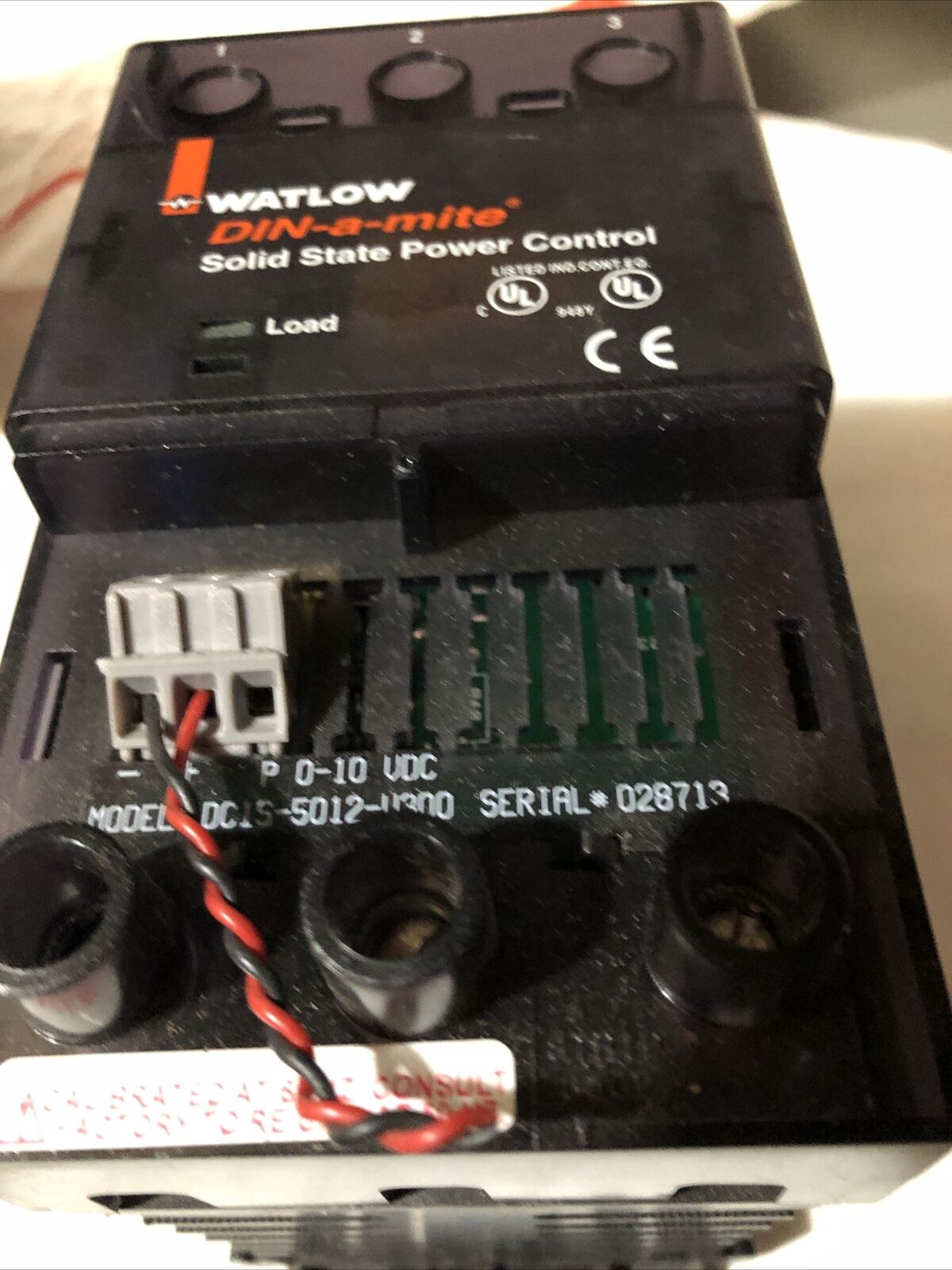Watlow Power Controller Solid State 0-10Vdc Din-A-Mite Dc1s-5012-V300,Bf