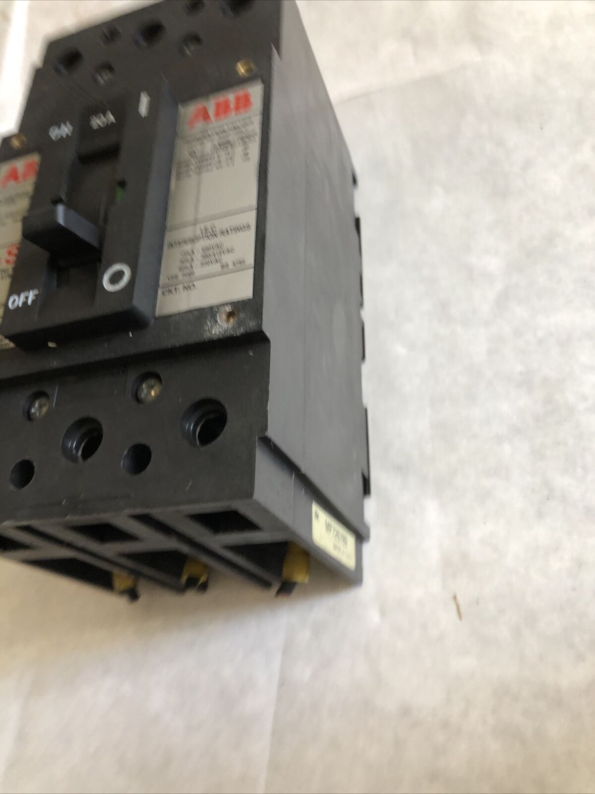 Abb Es,20A,Abb Mf726789,3P,As Lr90467 Cu7al,Uxab 727131 R 103 Circuit Breaker,Eb
