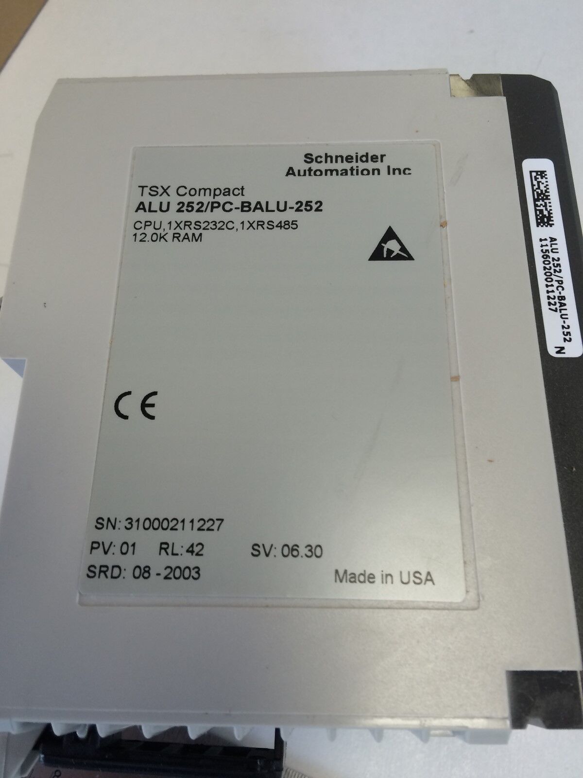 New Groupe Schneider Cpu Module 12.0K Ram Tsx Compact Alu 252  Pc-Balu-252,Fk
