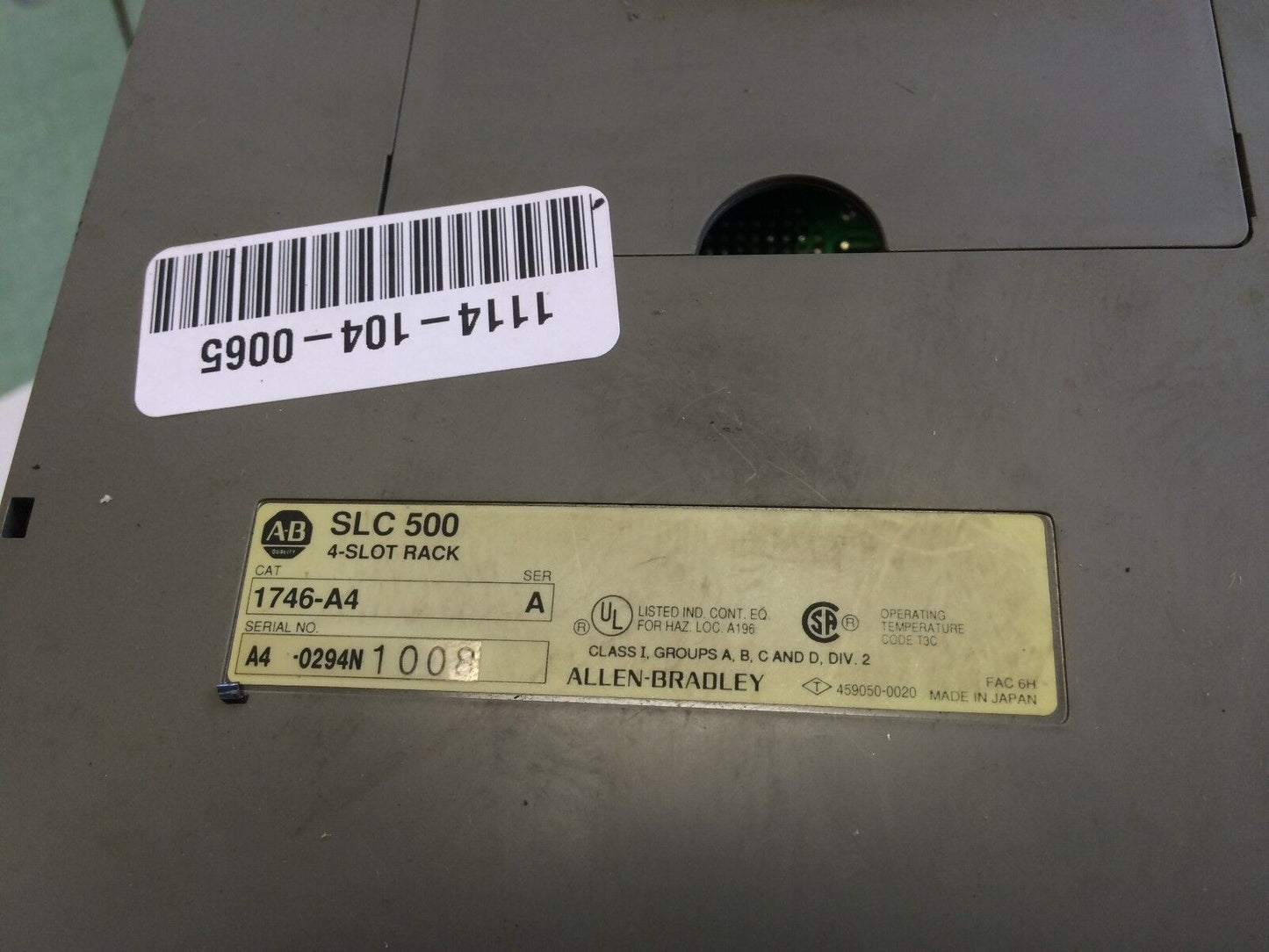 Allen Bradley 1747-L511 Slc 5/01 Plc System 1747-L511, 1746-P2, 1746-A4, Bv