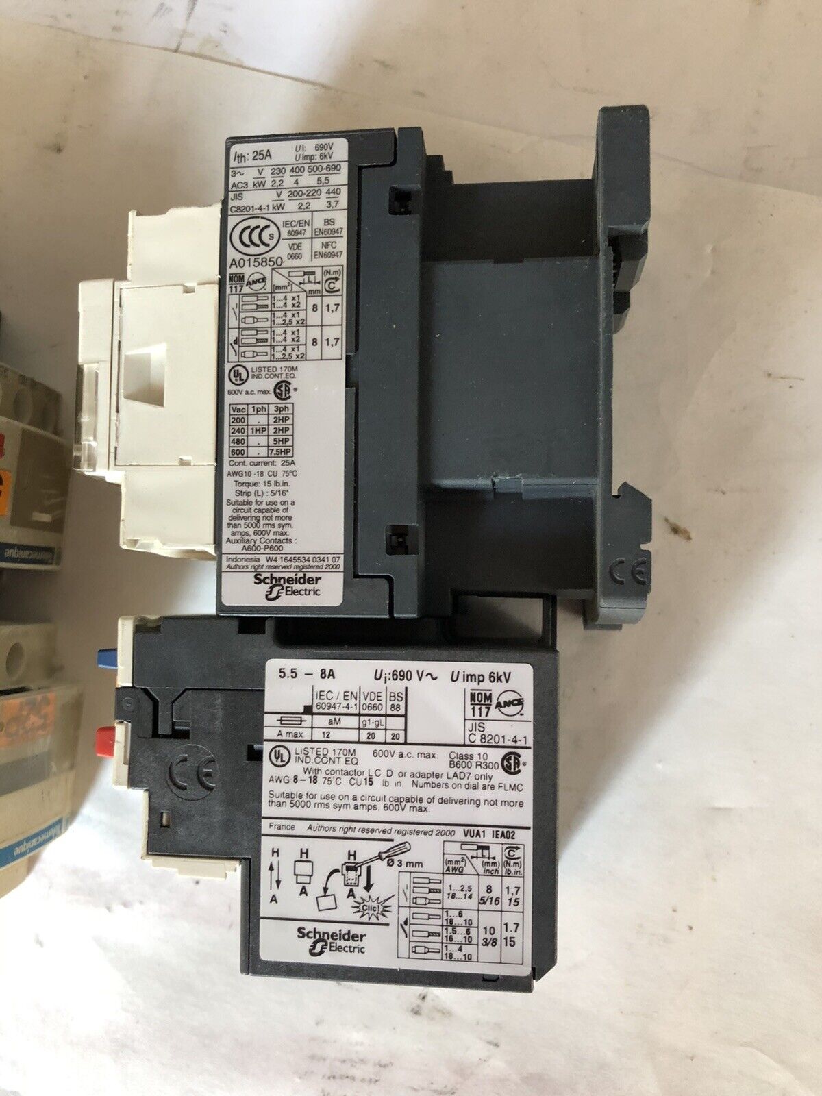 Lot 2 Telemecanique Lc1-D09 25 Amp,24V 3-Pole Contactor Lr3d,Dl