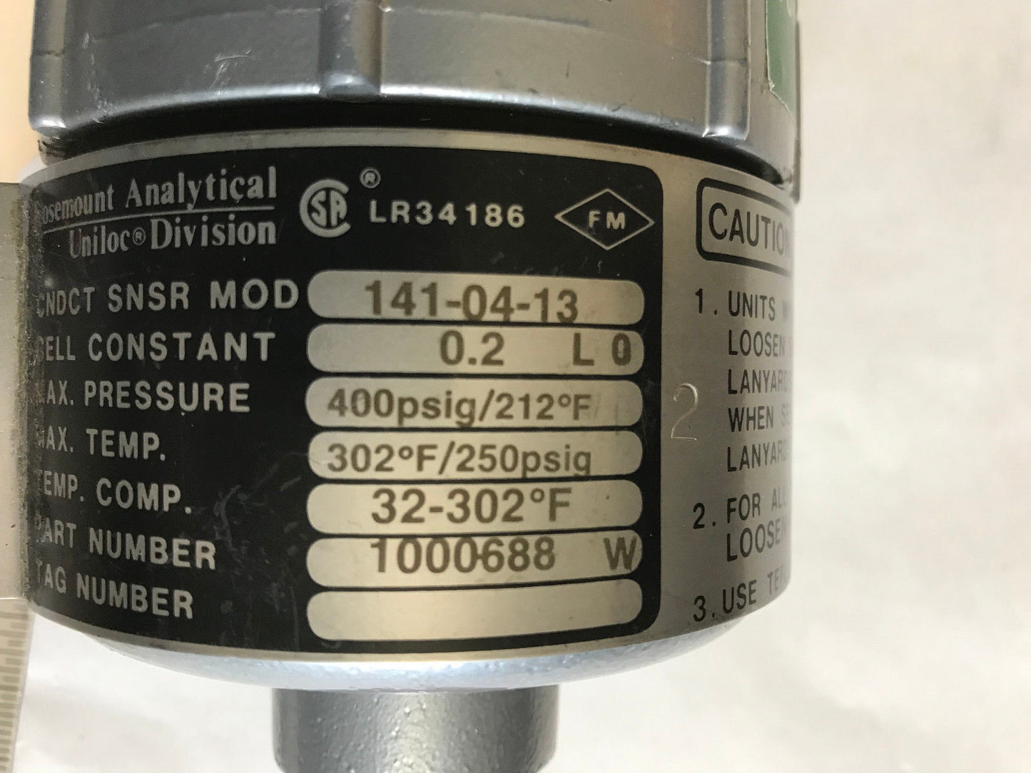New Rosemount 1000688 W Analytical 141-04-13 Conductivity Sensor 141 Lr34186,Et