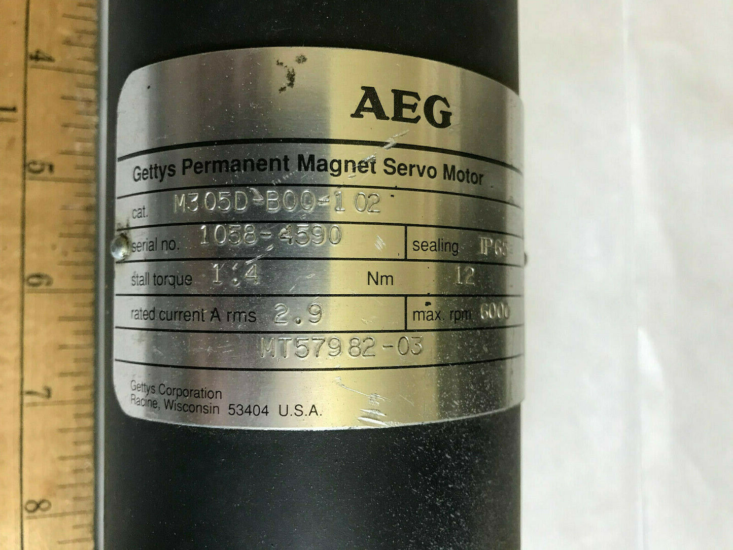 Aeg M305d-B00-102 Gettys Permanent Magnet Servo Motor,Mt57982-03,6000 Rpm,Th