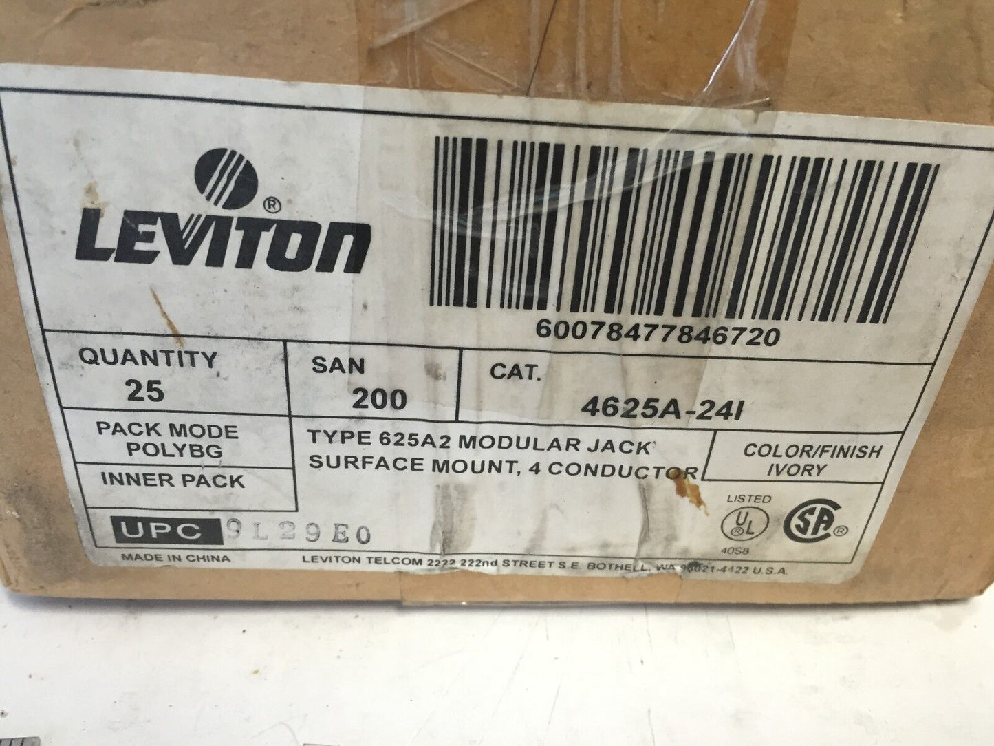 New Lot 25  Leviton 4625A-24I Conductor Modular Jack Biege 4625A-241,Hj
