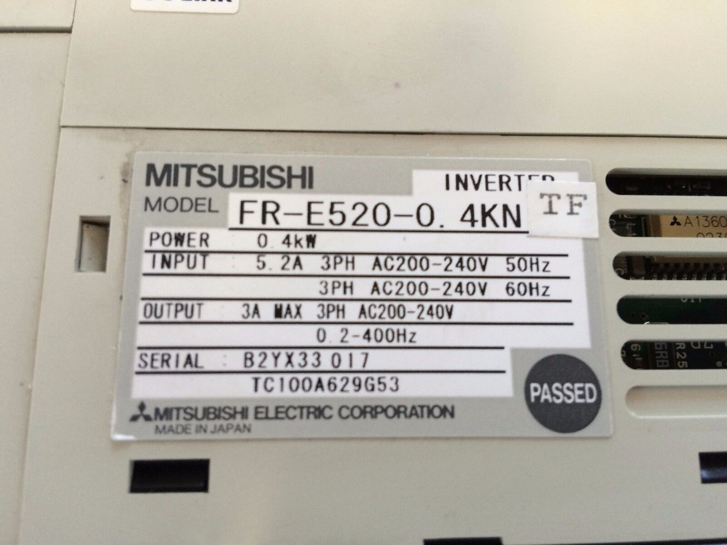 Mitsubishi Freqrol-E500, Fr-E520-0.4Kn Tf 3Ph Ac Drive 0.4Kw Inverter,Bw