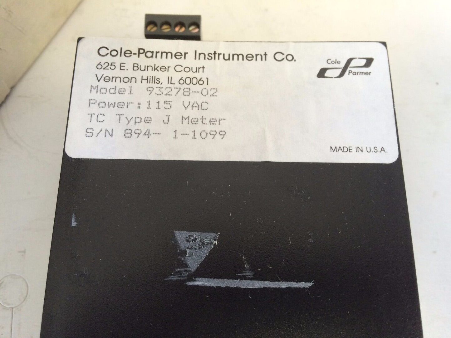 New Cole-Parmer 93278-02 Panel Meter  -34/540F 115V Type J Ew-93278-02,Tl