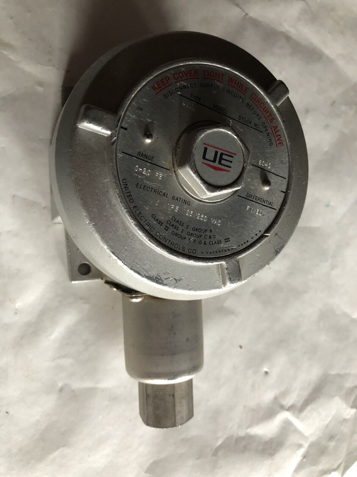 3/4  United Electric J110a-S144b Pressure Switch 0.5-20Psi Ss 1/2 Nptf Dual,Ei