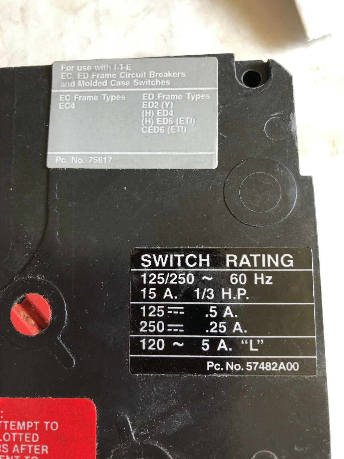 New Siemens S07ed62ab,Ite 14-22 Awg Circuit Breaker,Db