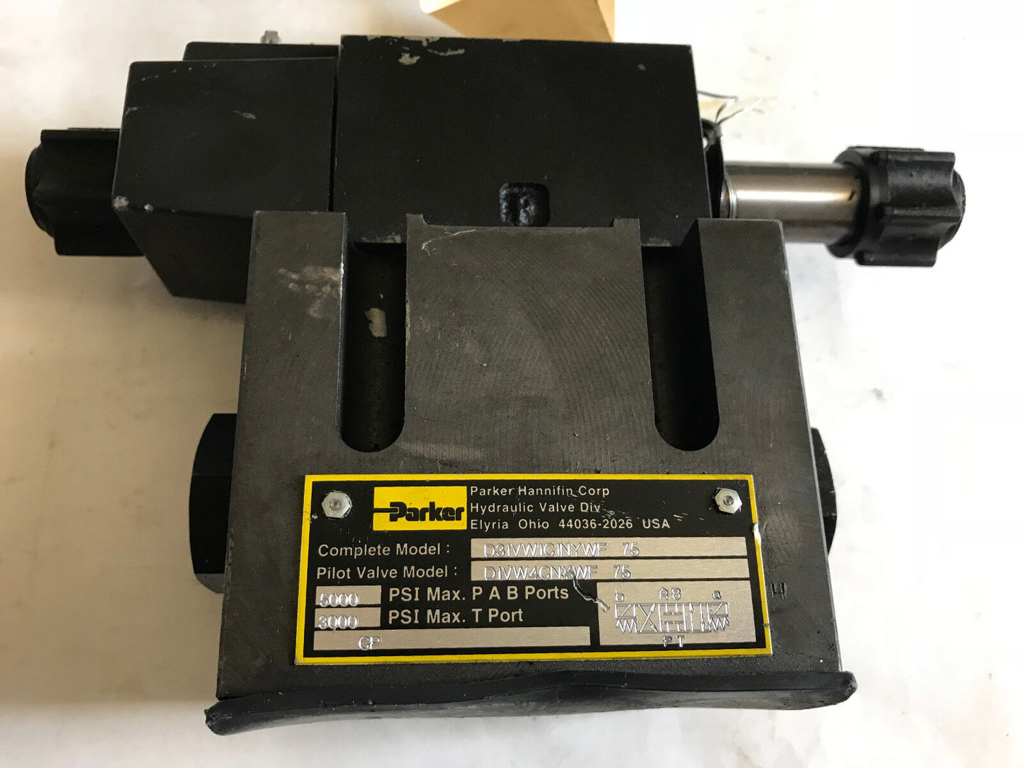 Parker D1vw4cnywf 75,D31vw1c1nyvw 75 Hydraulic Solenoid Valve 5000Psi 120V/60,Ah