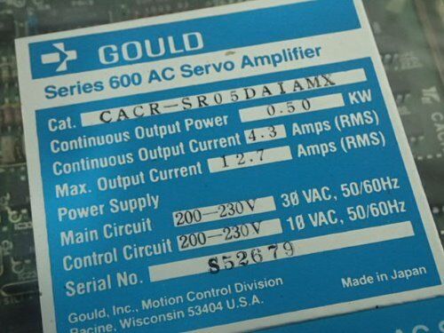 Gould Cacr-Sr05daiamx Ac Servo Amplifier,1 Or 3-Phase,200-230V,Bh