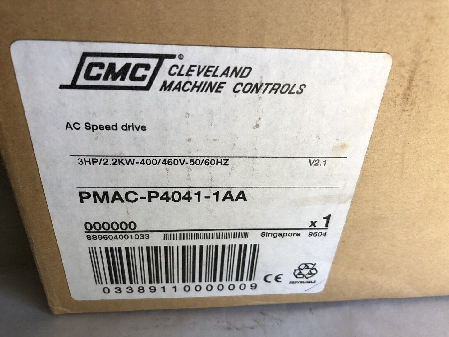 Cleveland Machine,Cmc Pmac-P4041-1Aa Ac Drive,400/460Vac,3Hp,New Old Stock,Tn