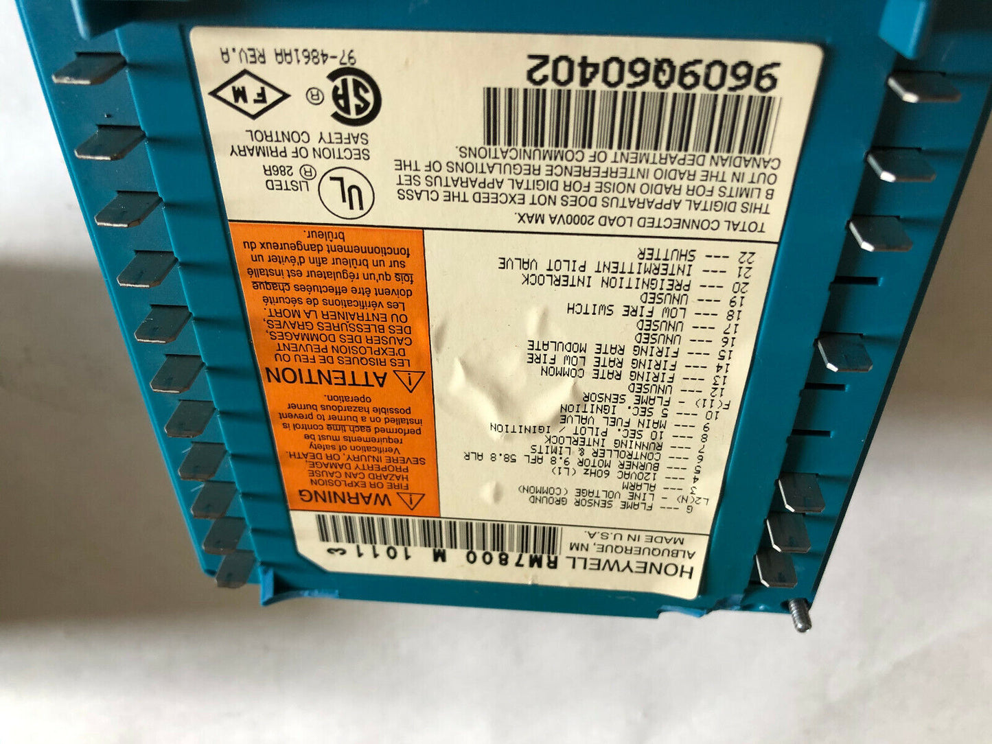 Honeywell Rm7800m1011,Burner Control Rm7800 M 1011 (See Pic &Description ),Bw,Ew