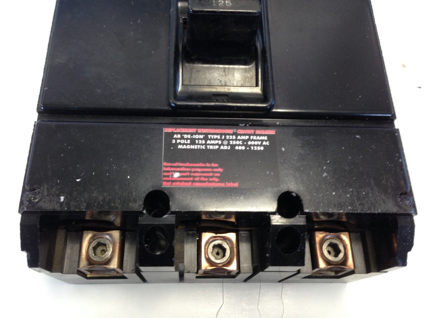 Westinghouse J225,125A,J3125 Circuit Breaker,3-Pole,125Amp,600Vac,Sb