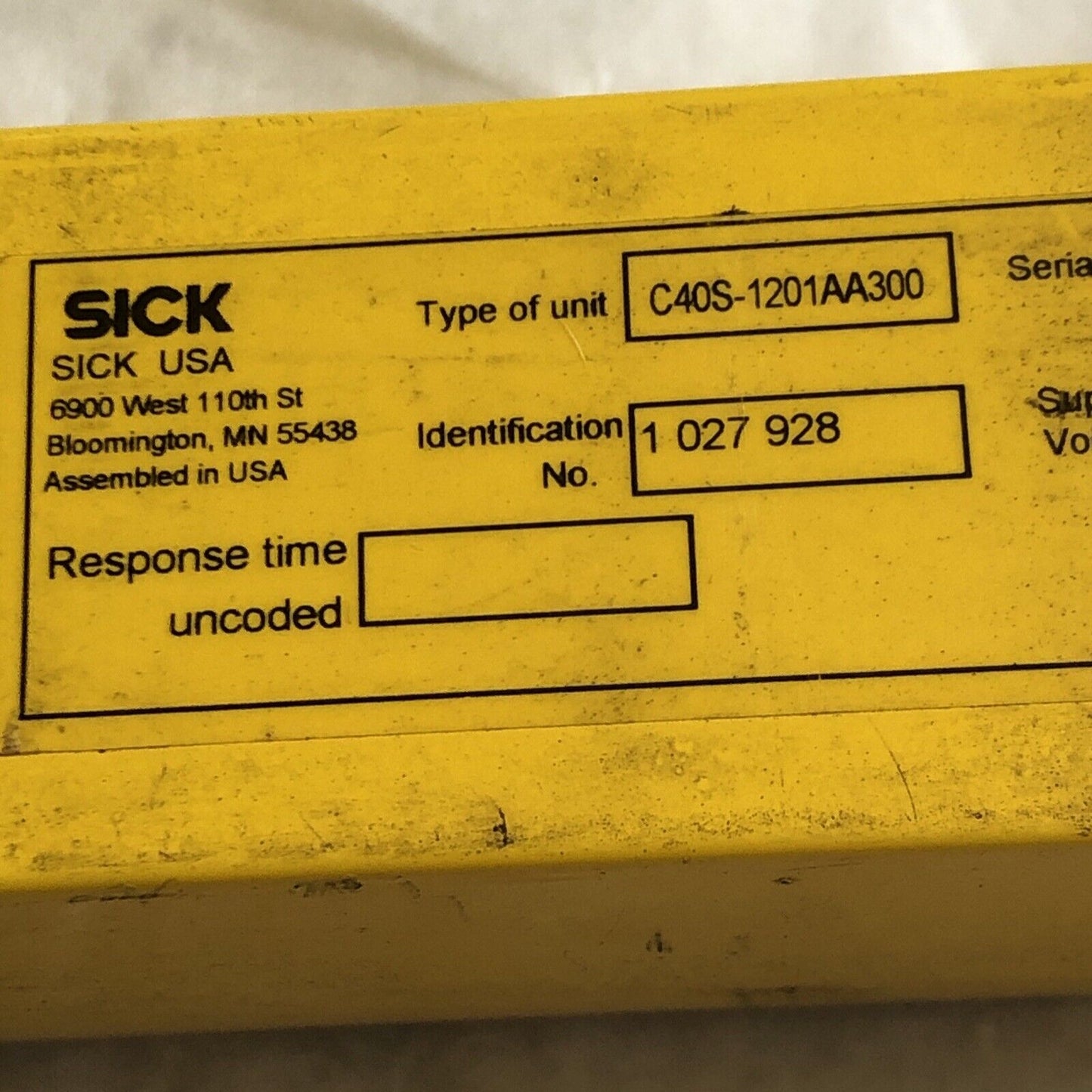 Sick C40s-1201Aa300,Sick C4000,Safety Light Curtain,Scan Range,1200 Mm,Su