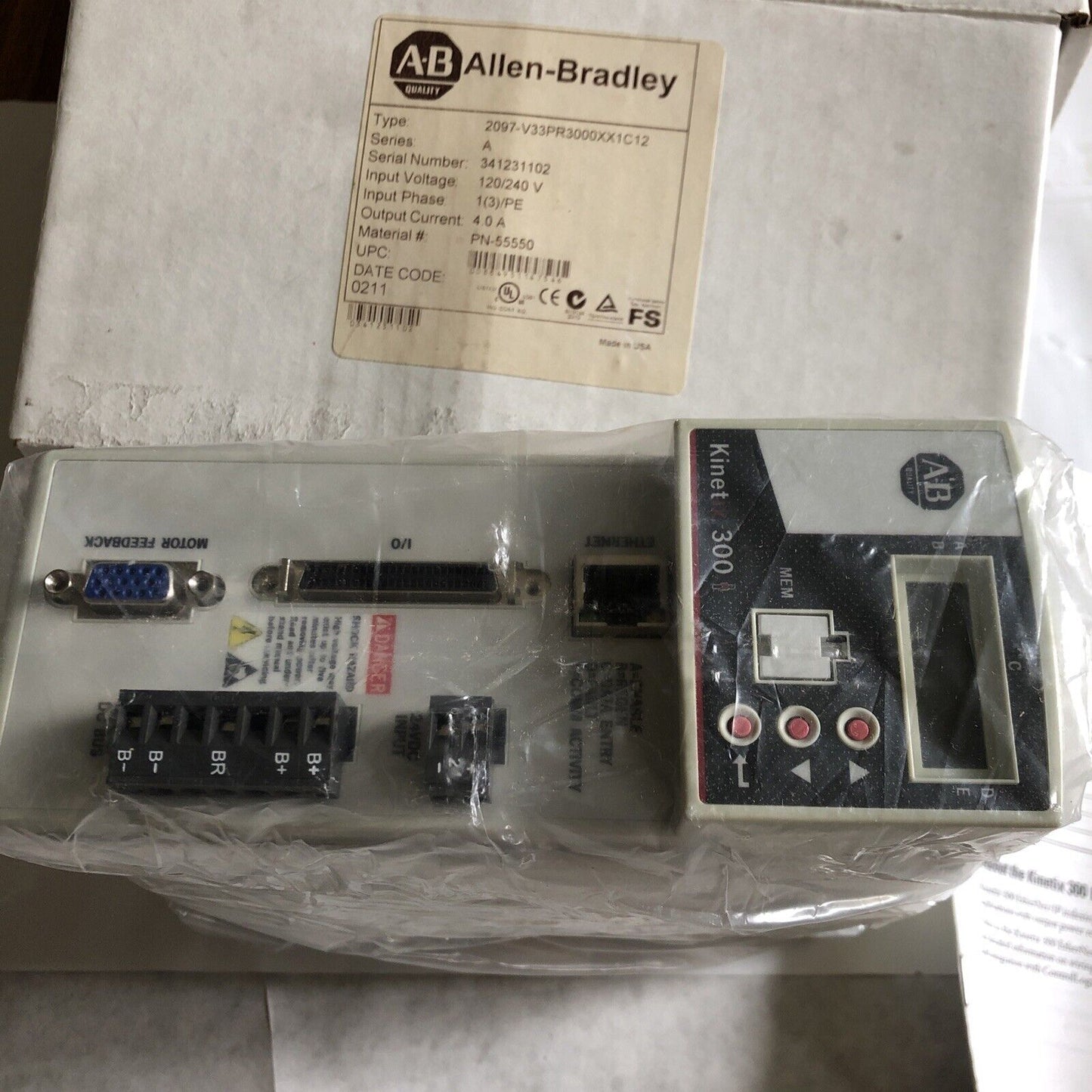 New Allen Bradley 2097-V33pr3 Ser Kinetix 300 Servo Drive,2097V33pr3,Ea