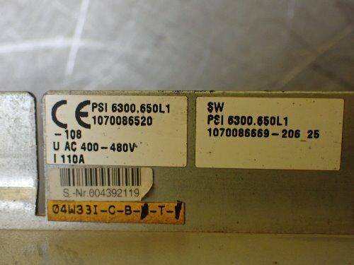 Bosch Rexroth 1070086669-206 25 Servo Unit. Psi 6300.650L1,D-64711 Erbach 107,Bd