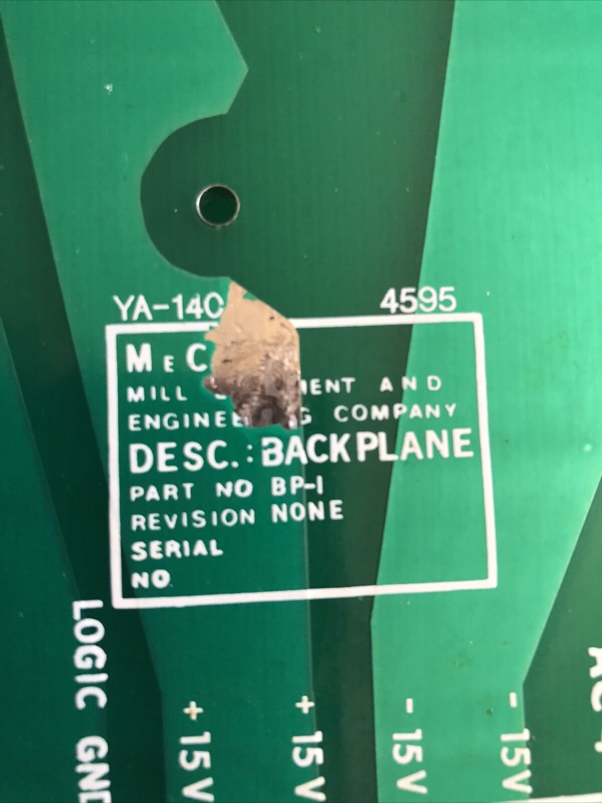 Meco Bp-I Backplane,Desc. Back Plane Board Mill Equipment,Me Co Bp-1,Pcb,Dg