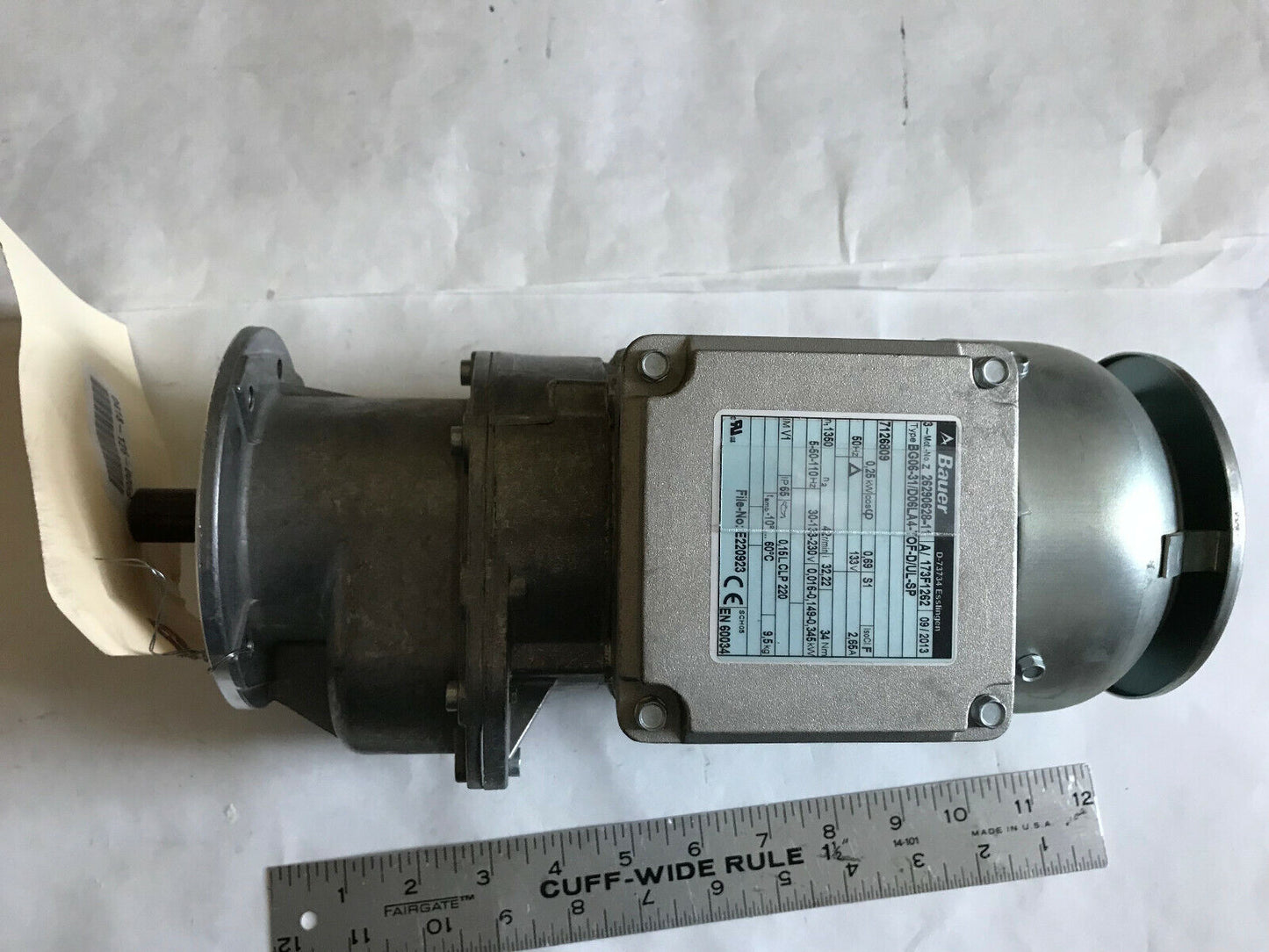 Bauer 26290628-11,Bg06-31/D06la4tof-D/Ulsp Gearmotor,133V,2.65A,42Rpm,E220923,Sn