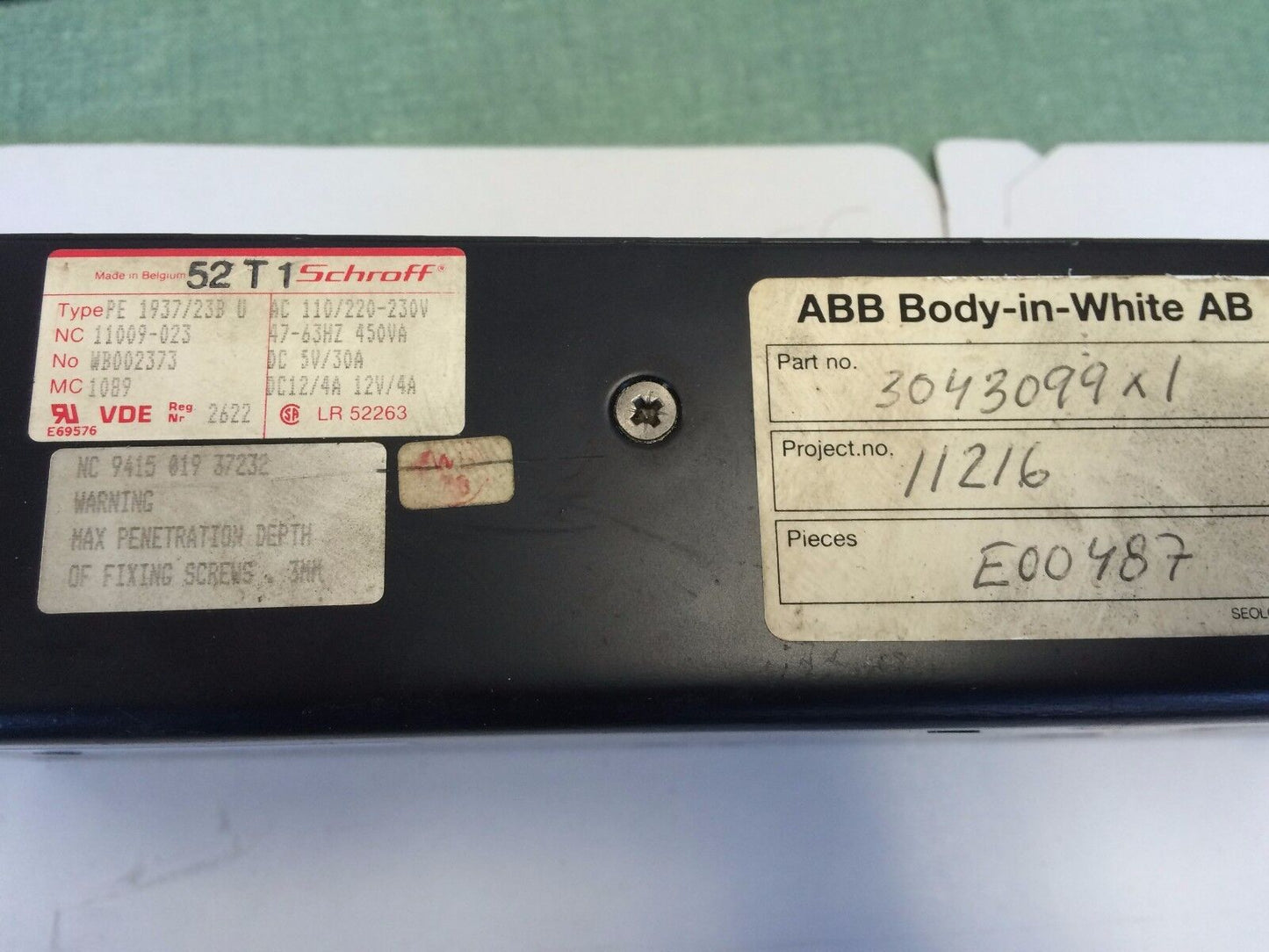 Abb 3043099X1,Pe 1937/23B U,11009-023,Nc 9415 019 37232 Power Supply,3043099,Ex