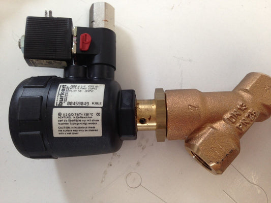 3/8" Npt Burkert 2000-A-1/2 Ptfe Bz Pneumatic Piston Seat Valve Nc,00428551,Ag