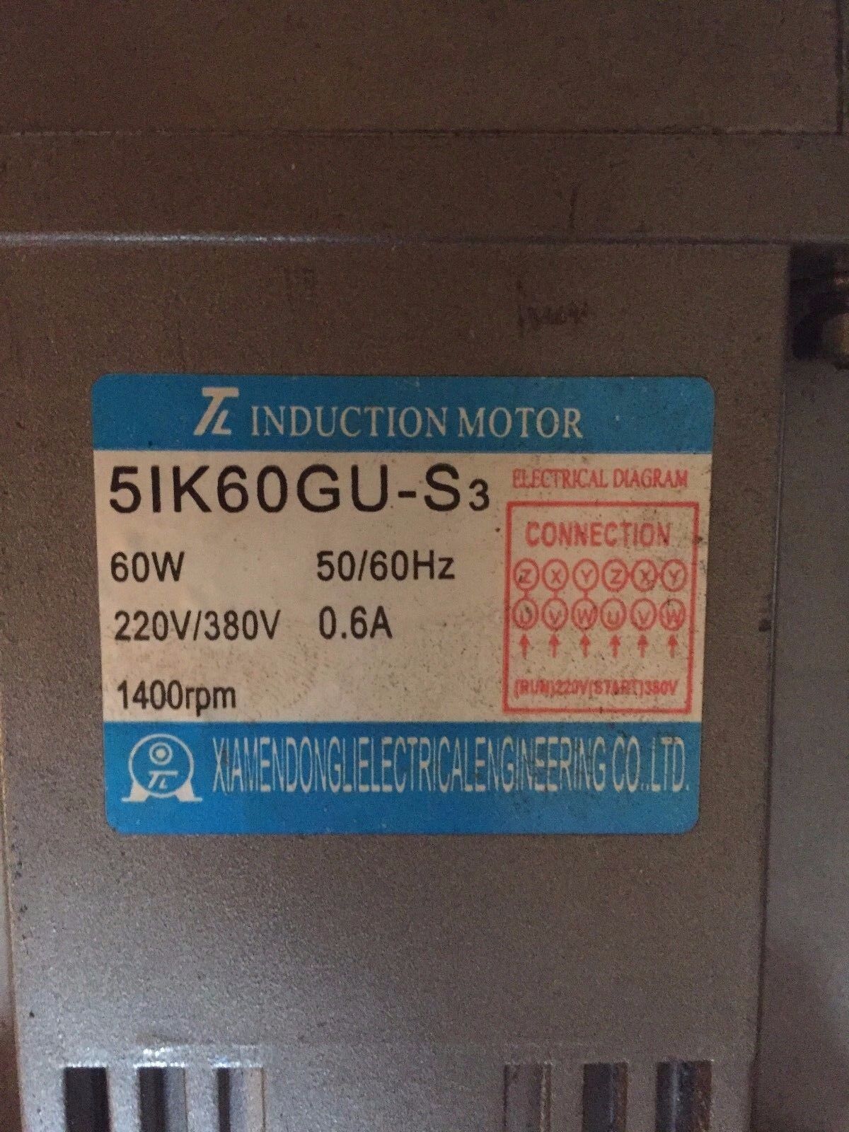 Tl 5Ik60gu-S3, Tl 5Ik60gu-S,5Gu-100K Induction Motor,51K60gu-S3,1400Rpm, 60W,Br