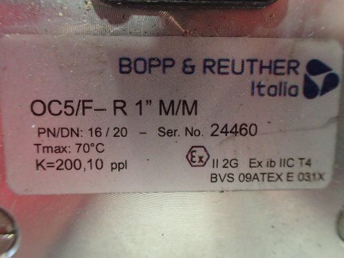 New Bopp & Reuther Oc5/F-R 1" M/M Oval Wheel Meter,Bopp & Reuther Oc5/F-R,Ex
