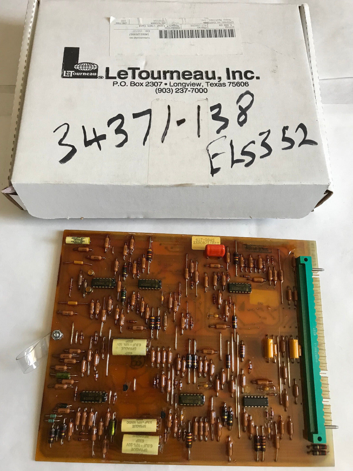 Marathon Letourneau 417-2842 Error/Limit Board,411-9172,090699 48,040299 44,Es