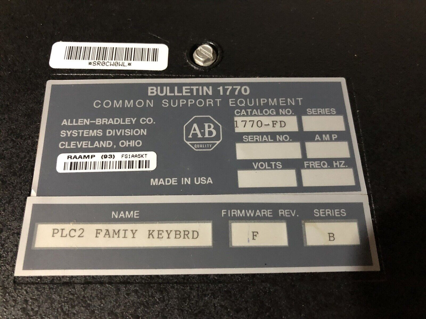 Allen Bradley 1770-Fd Plc2 Famiy Keyboard F Series B,To