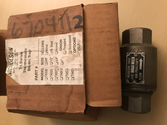 3/4" Npt Nicholson Ta650,Nicholson Ta 650 Thermo Dynamic Steam Trap 600Psig,Al